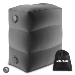 Maliton Inflatable Travel Foot Rest Pillow Airplane Bed Car Train Home Dark Grey